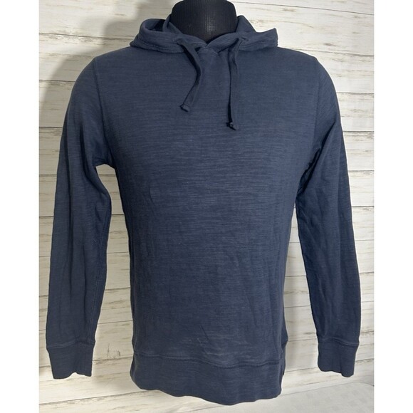Faherty Hoodie Men Small Blue Organic Cotton Lightweight Pullover Slub Knit - Picture 1 of 14